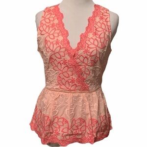 Shades of pink embroidered sleeveless top